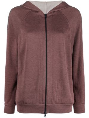 Hoodie i stickad Brunello Cucinelli röd