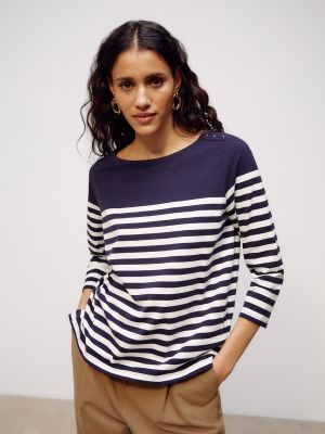 Camiseta a rayas con escote barco Woman El Corte Inglés azul