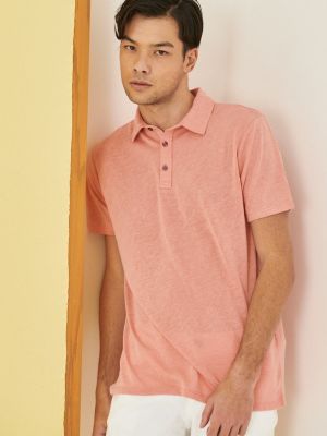 Polo marškinėliai slim fit Altinyildiz Classics rožinė