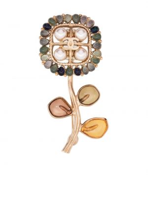 Broška s cvetličnim vzorcem Chanel Pre-owned zlata