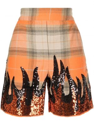 Sjekket brodert shorts Filles A Papa oransje