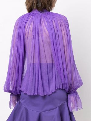 Hedvábná halenka s mašlí Atu Body Couture fialová
