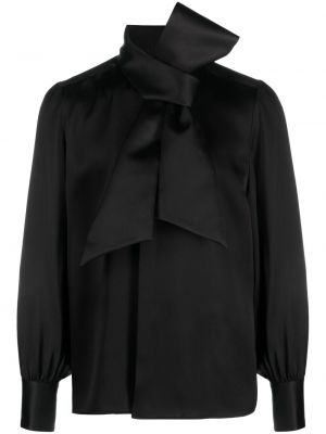Hodvábna saténová košeľa Saint Laurent čierna