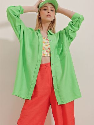 Marškiniai Trend Alaçatı Stili žalia