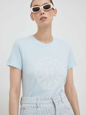 Памучна тениска Karl Lagerfeld синьо