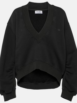 Bombažni pulover iz flisa The Attico črna