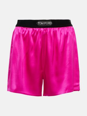 Pantaloncini a vita alta di raso di seta Tom Ford rosa