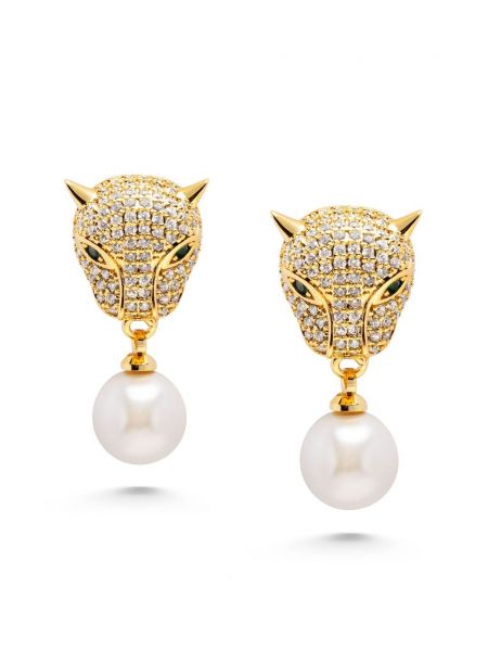 Auksu dengti auskarai su perlais Nialaya Jewelry
