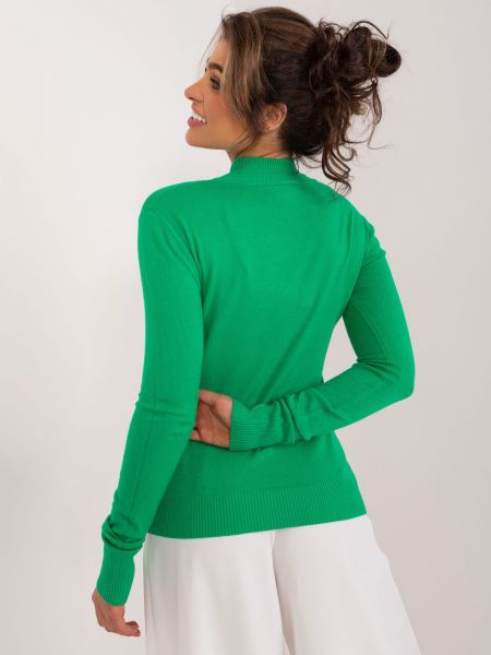 Pieguļošs džemperis ar augstu apkakli Fashionhunters zaļš