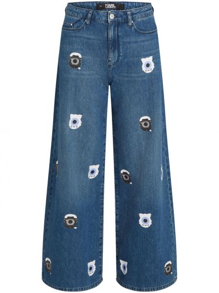 Jeansy z nadrukiem Karl Lagerfeld Jeans niebieskie
