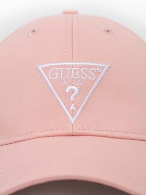 Хлопковая шапка с аппликацией Guess розовая
