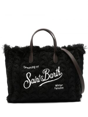 Shopper kabelka s výšivkou Mc2 Saint Barth černá