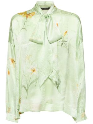 Жакардова копринена риза Balenciaga зелено