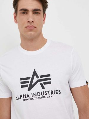 Koszulka bawełniana z nadrukiem Alpha Industries biała