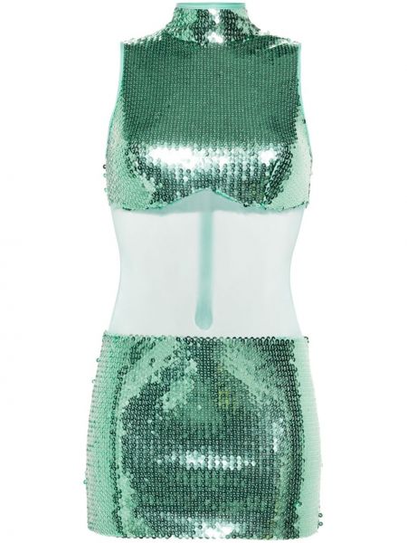 Mini šaty s flitry David Koma zelené
