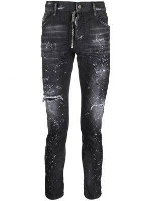 Rippet jeans med normal passform Dsquared2 svart