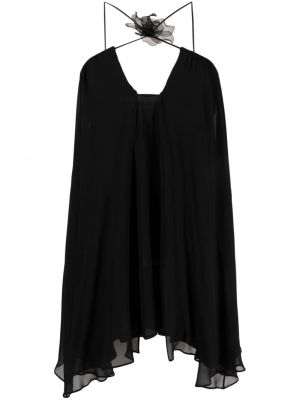 Ασύμμετρη φλοράλ κοκτέιλ φόρεμα Nensi Dojaka μαύρο