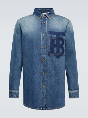 Хлопковая джинсовая рубашка Burberry синяя