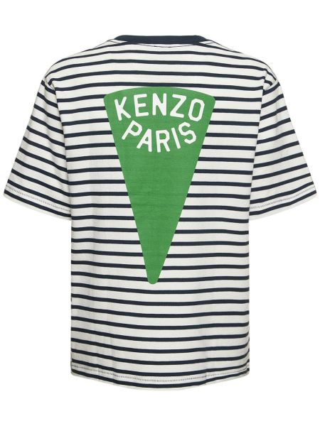 Koszulka w paski z dżerseju oversize Kenzo Paris biała