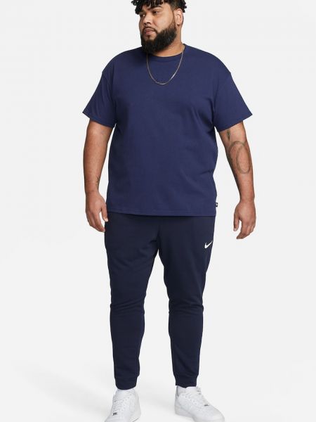Хлопковое поло свободного кроя для фитнеса Nike синее