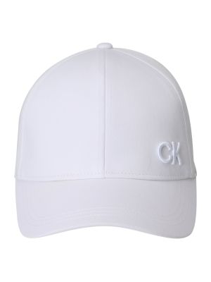 Medvilninis medvilninis kepurė su snapeliu Calvin Klein balta