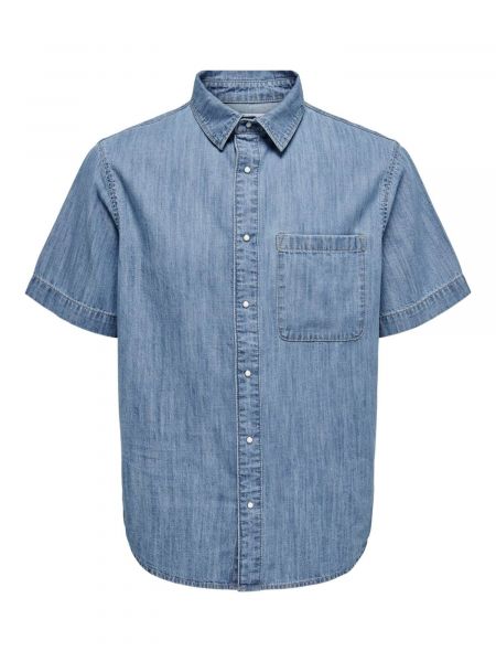 Denim skjorte Only & Sons blå