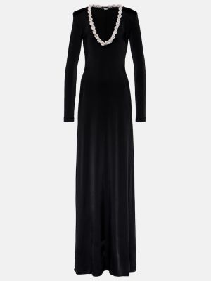 Dolga obleka s kristali Stella Mccartney črna
