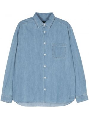 Bavlnená košeľa A.p.c. modrá