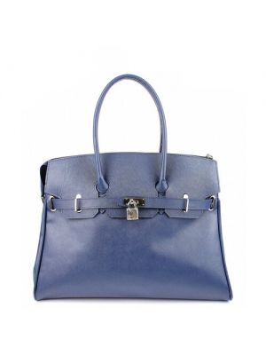 Синяя кожаная сумка Barbara