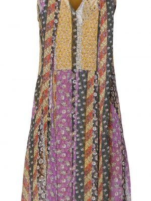 Hedvábné šaty s potiskem s abstraktním vzorem Equipment fialové