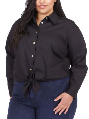 Хлопковая рубашка на завязках на пуговицах Michael Kors черная