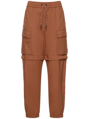 Kalhoty z nylonu Moncler Grenoble hnědé