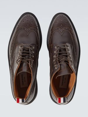 Nėriniuotos iš natūralios odos auliniai batai Thom Browne ruda