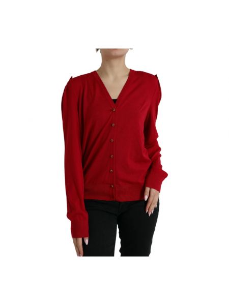 Sweter z dekoltem w serek Dolce And Gabbana czerwony