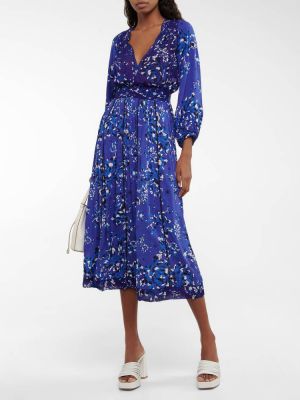 Платье миди в цветочек с принтом Poupette St Barth синее