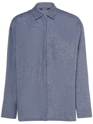 Lininė marškiniai ilgomis rankovėmis 's Max Mara mėlyna