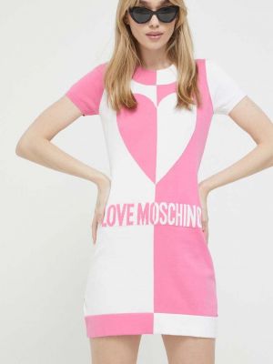 Памучна рокля Love Moschino розово