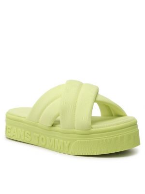 Чехли Tommy Jeans зелено