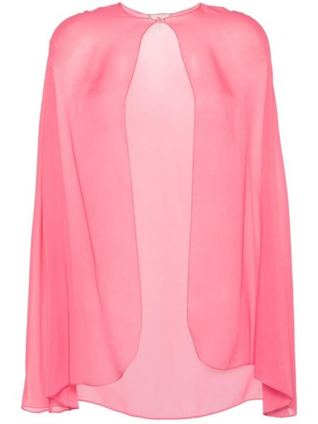 Μεταξωτός μπουφάν με διαφανεια Elie Saab ροζ