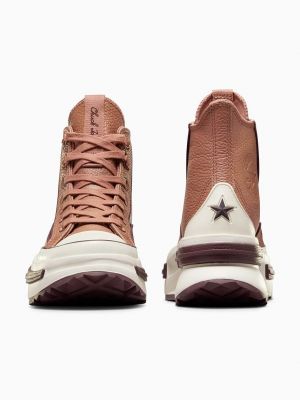 Pantofi din piele cu stele Converse maro