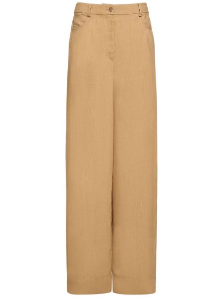 Pantalones de lino bootcut Alberta Ferretti beige
