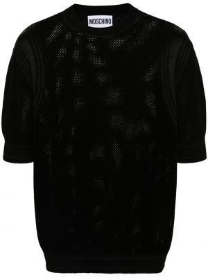 Βαμβακερή μπλούζα με στρογγυλή λαιμόκοψη Moschino μαύρο
