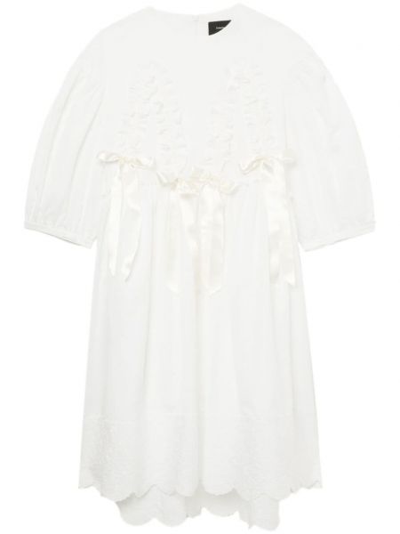 Bavlněné midi šaty s mašlí Simone Rocha bílé
