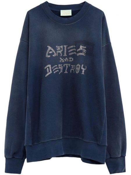 Sweat-shirt long en coton Aries bleu