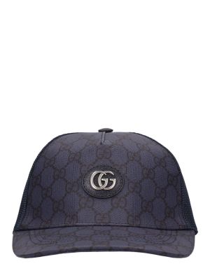 Niebieska czapka z daszkiem bawełniana Gucci