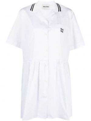 Bavlnené košeľové šaty s výšivkou Miu Miu