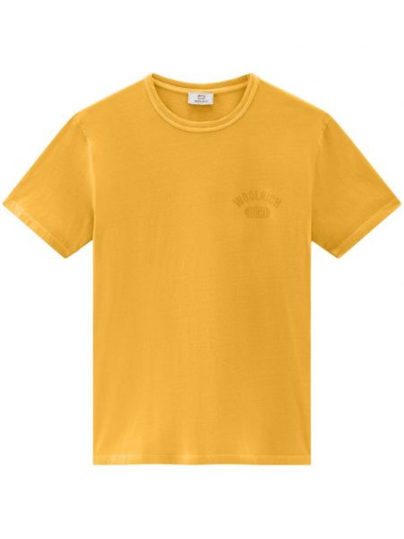 Bombažna majica s potiskom Woolrich rumena