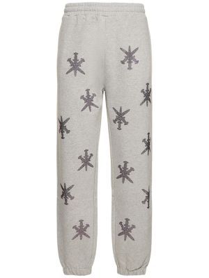 Pantaloni di cotone con cristalli Unknown grigio