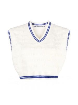 Sweter z dekoltem w serek Alexander Wang biały