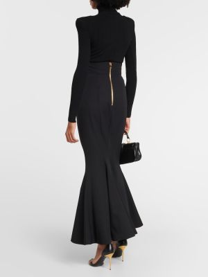 Μάλλινη maxi φούστα με ψηλή μέση Balmain μαύρο